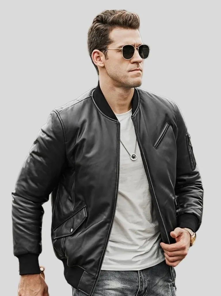 leather bomber jacket men
